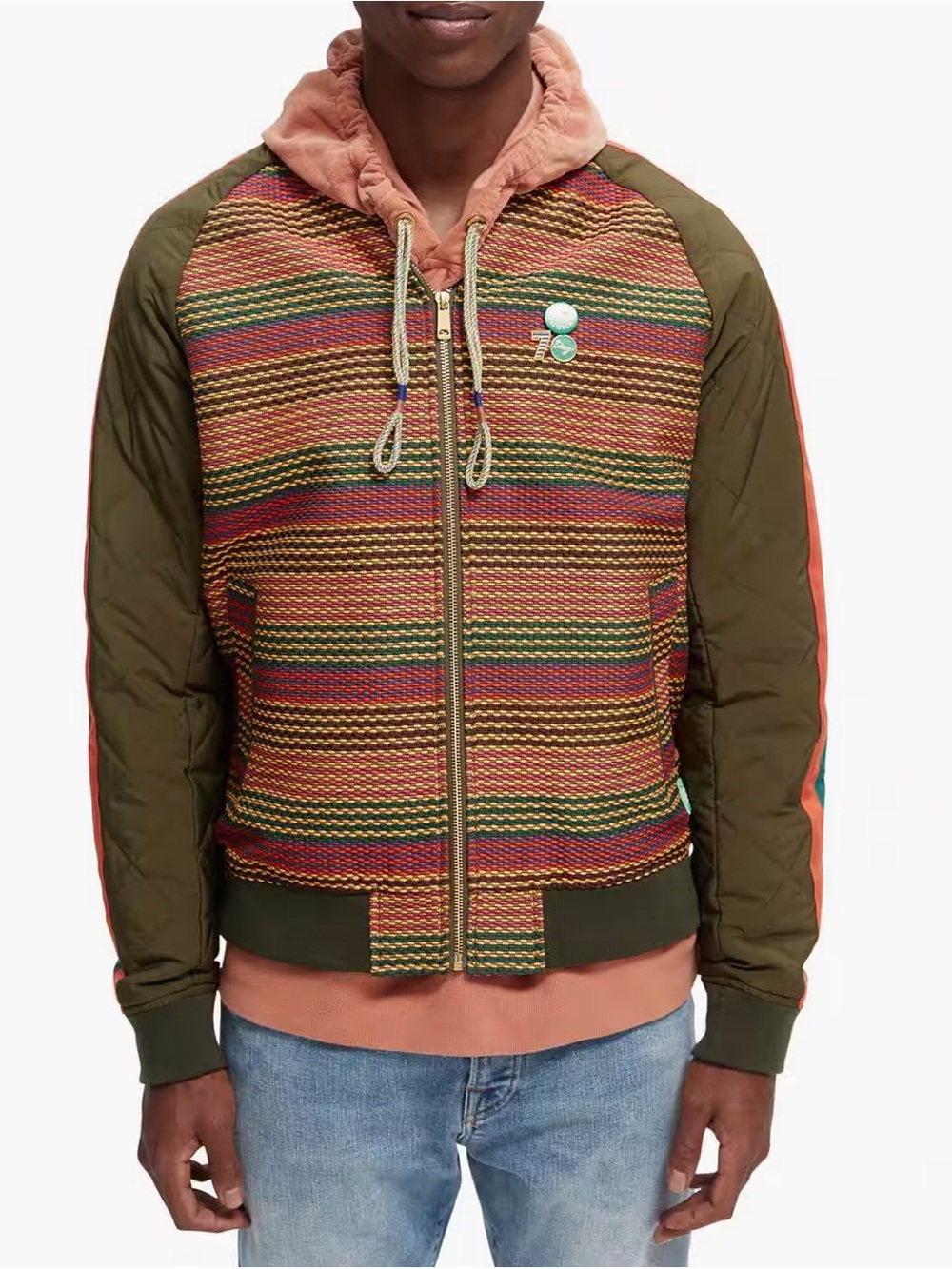 Scotch & Soda Mix & Match Quilted Bomber Jacket Size XL